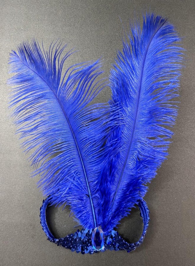 XKTEI 2pcs Sequins Feather Headpiece,1920s Flapper Headband,Mardi Gras Carnival Party Headwear Costume Accessory,Women Girls Headdress (Blue) - Image 4